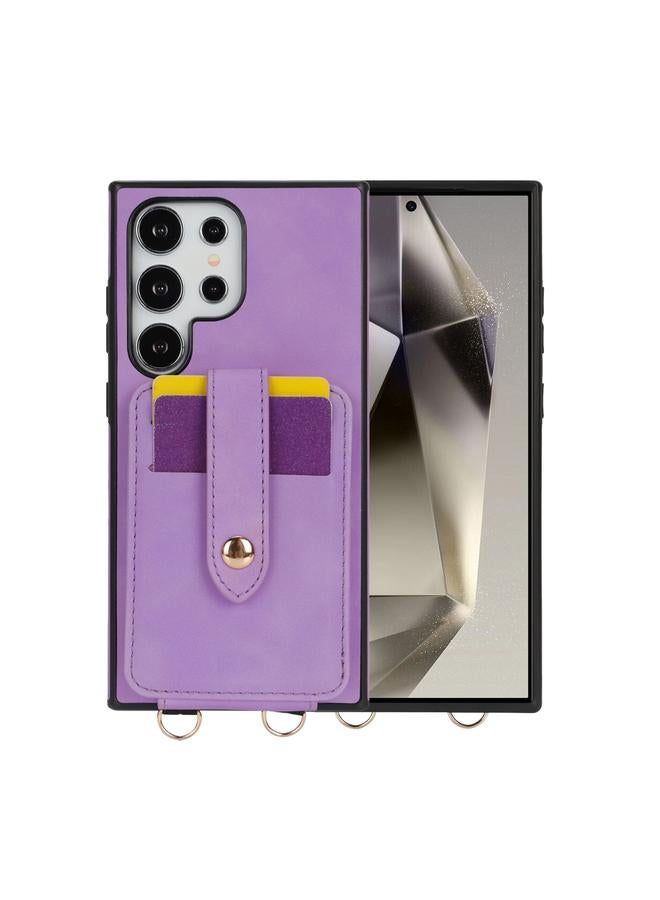 اس-توب جراب لهاتف Samsung Galaxy S24 Ultra 5G، جراب هاتف مزود بحقيبة بطاقات وحزام كتف - Image 1