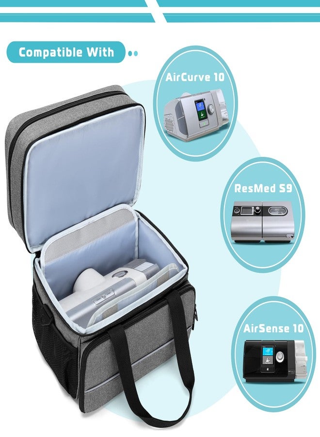 CURMIO CPAP Travel Bag Storage Case Compatible with ResMed AirSense 11, AirSense 10, AirSense 10 elite, AirStart 10, Philips Dreamstation, 3B Medical Luna G3, and XT Fit, Gray (Patented Design) - Image 2