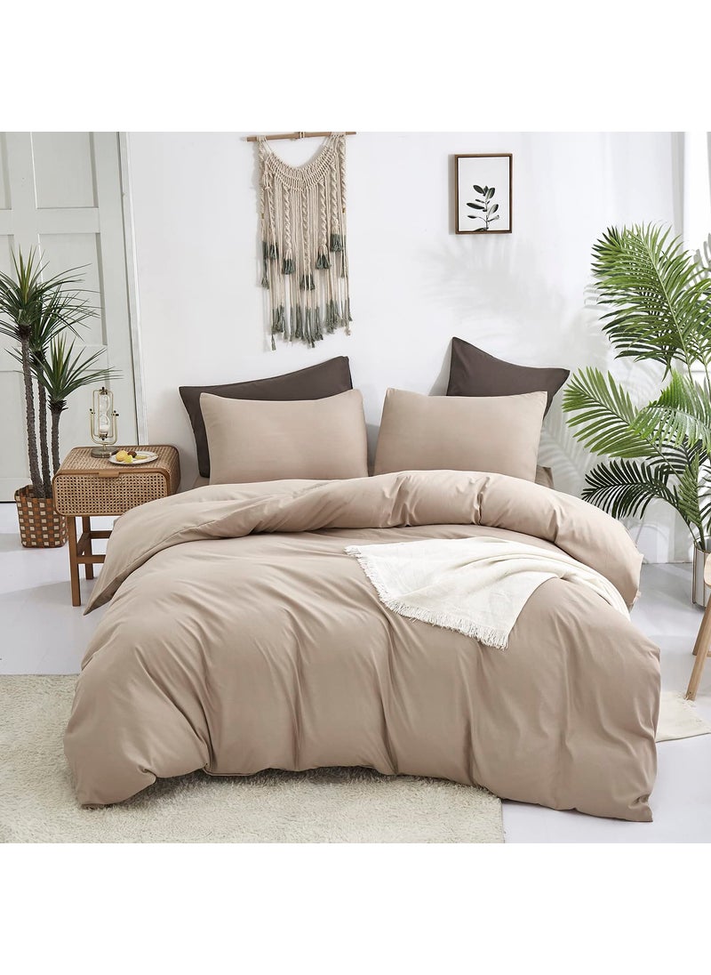 KAREVER KAREVER Deep Champagne Comforter Set King Cream Coffee Bedding Set Khaki Blanket Women Soft Dark Champagne Bedding Set Men Breathable Taupe Comforter Set King 