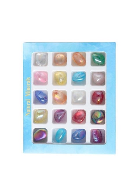 20 Mini Crystal Gemstones Chakra Stone Healing Balancing Kit with Box for Collectors, Crystal & Reiki Healers and Yoga Practioner