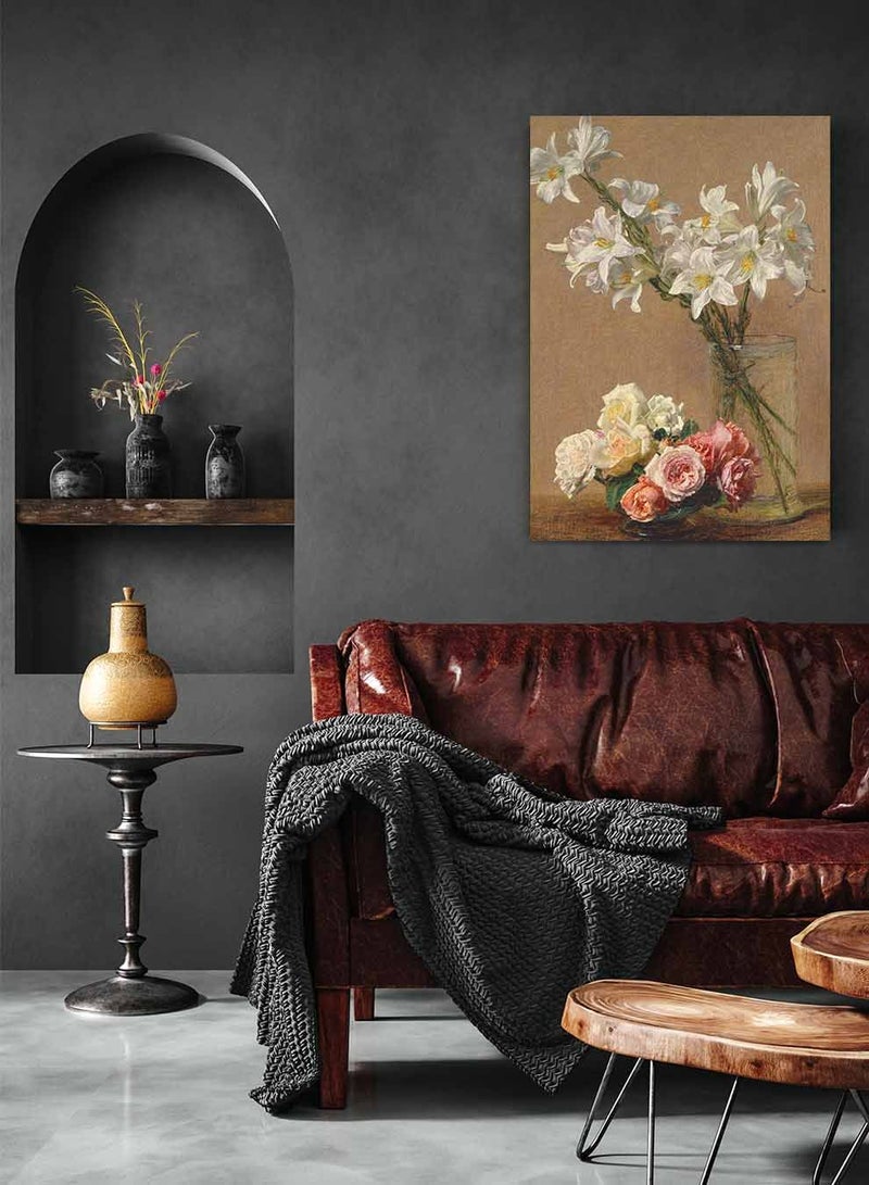 لوحة كانفاس على إطار خشبي، تصميم ازهار السوسن ، للمنزل، غرفة المعيشة، المكتب، الديكور - Image 4