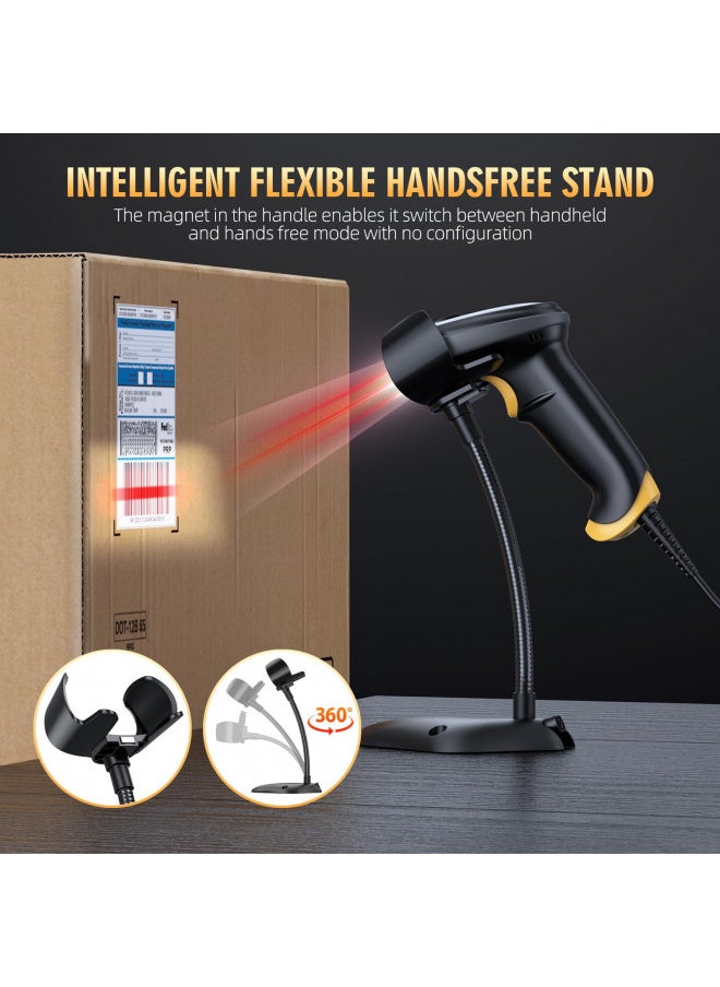 TEEMI 2D Barcode Scanner USB Wired Virtual COM Handheld Automatic QR Data Matrix PDF417 bar Codes Imager Global Shutter Computer Screen Scan for Windows Mac and Linux PC POS, No Stand