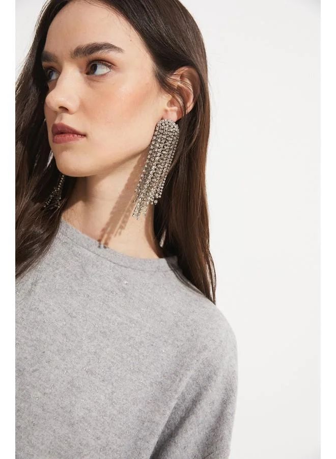 جون June Glitter Detailed Knitted Fabric Blouse