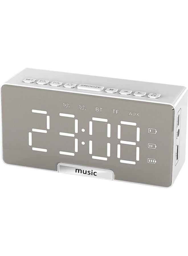 NIBEMINENT Digital Mirror Surface Alarm Clock White 13.00 x 4.50 8.50cm