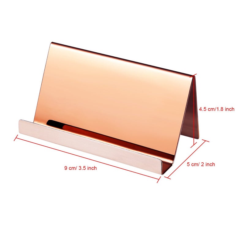 Maxdot Rose Gold Business Card Holders Stainless Steel Name Cards Display Stand Desktop Rack Organizer for Office Home Desk Accessories - Image 4
