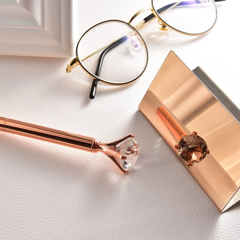 Maxdot Rose Gold Business Card Holders Stainless Steel Name Cards Display Stand Desktop Rack Organizer for Office Home Desk Accessories - Image 3