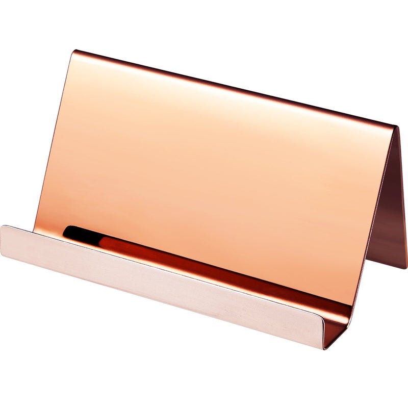 Maxdot Rose Gold Business Card Holders Stainless Steel Name Cards Display Stand Desktop Rack Organizer for Office Home Desk Accessories - Image 1
