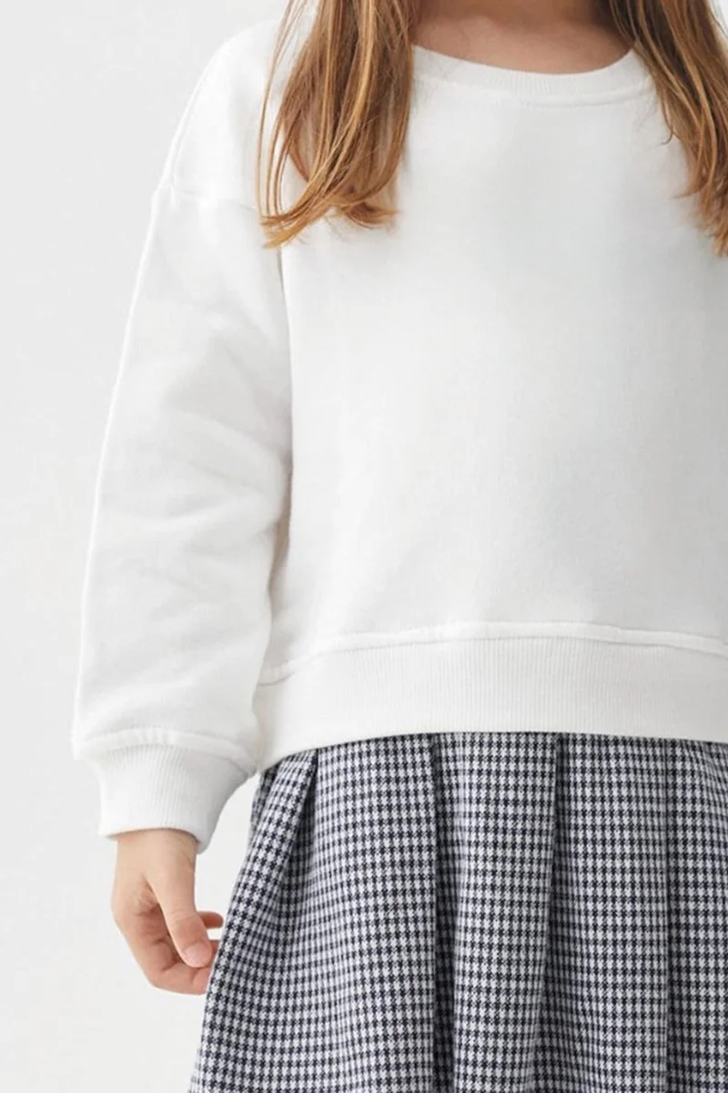ميادا Happy Even On Cloudy Days Sweatshirt Plaid Checkered Skirt Set 22901