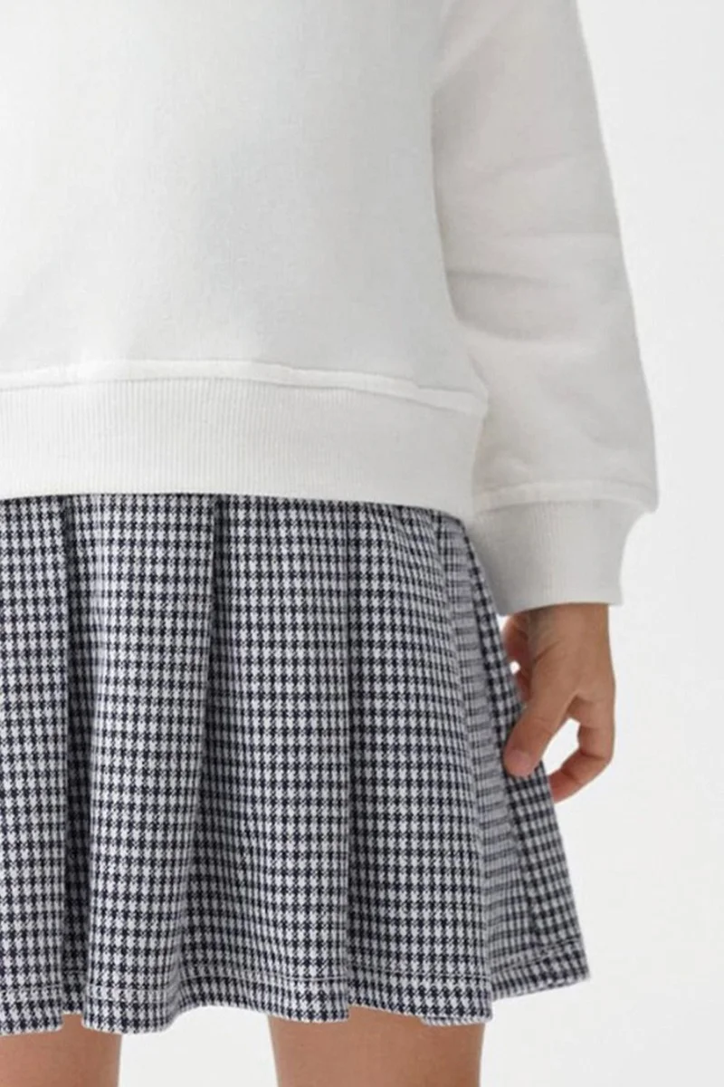 ميادا Happy Even On Cloudy Days Sweatshirt Plaid Checkered Skirt Set 22901