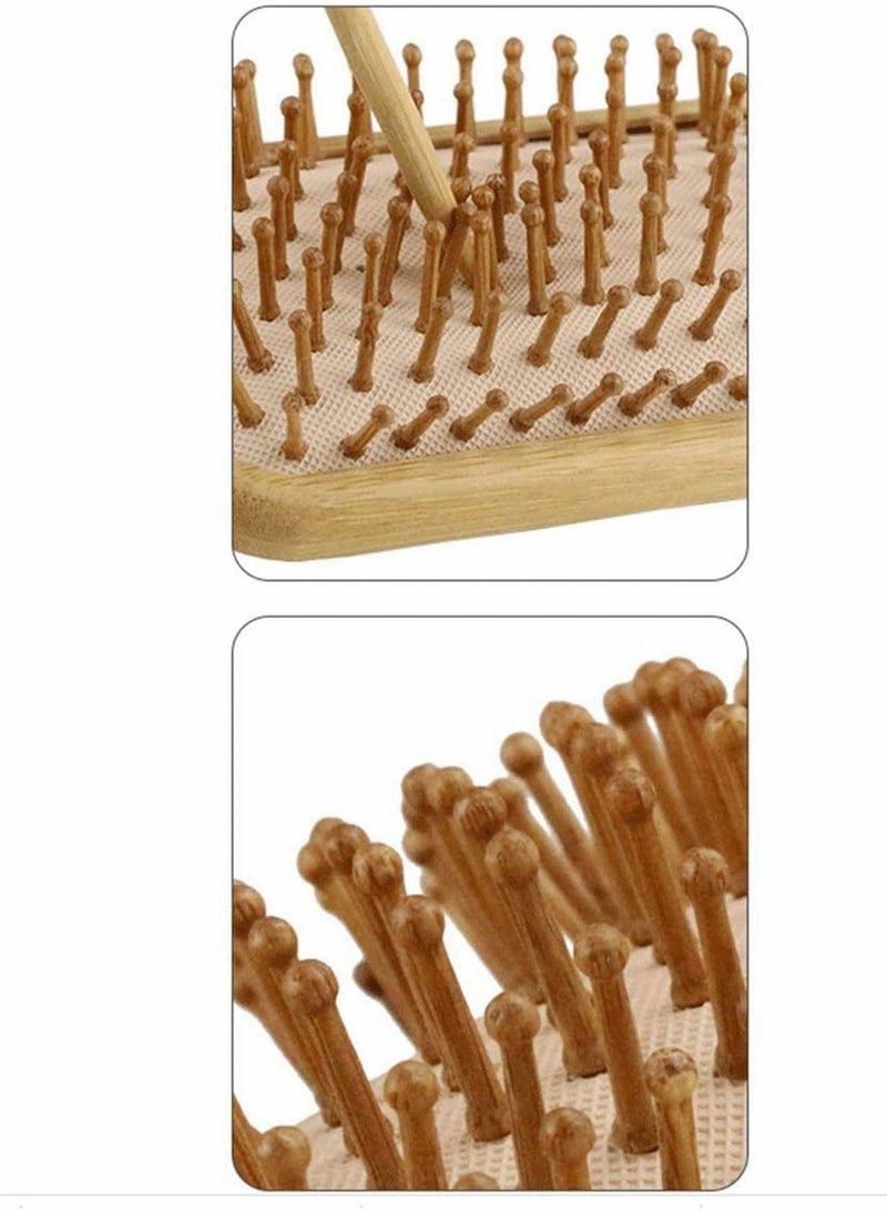 KASTWAVE Natural Bamboo Comb Set Wooden Massage Hair Brush With Wide Tooth Comb And Comb - Image 3