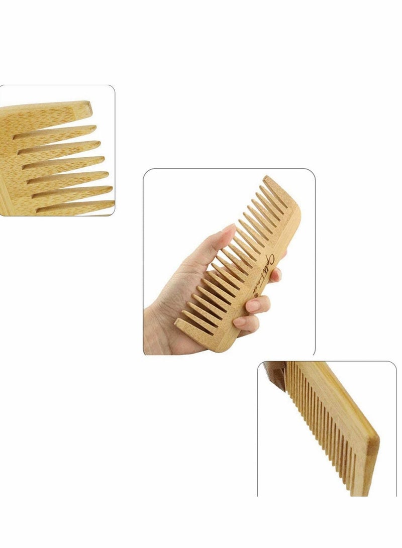 KASTWAVE Natural Bamboo Comb Set Wooden Massage Hair Brush With Wide Tooth Comb And Comb - Image 5