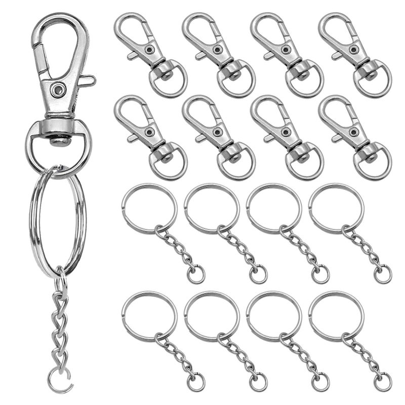 Oubaka 150Pcs Swivel Snap Hook Set,Stainless Steel Split Key Rings with Chain and Jump Rings Bulk for Keychain Lanyard,Crafts Supplies - Image 1