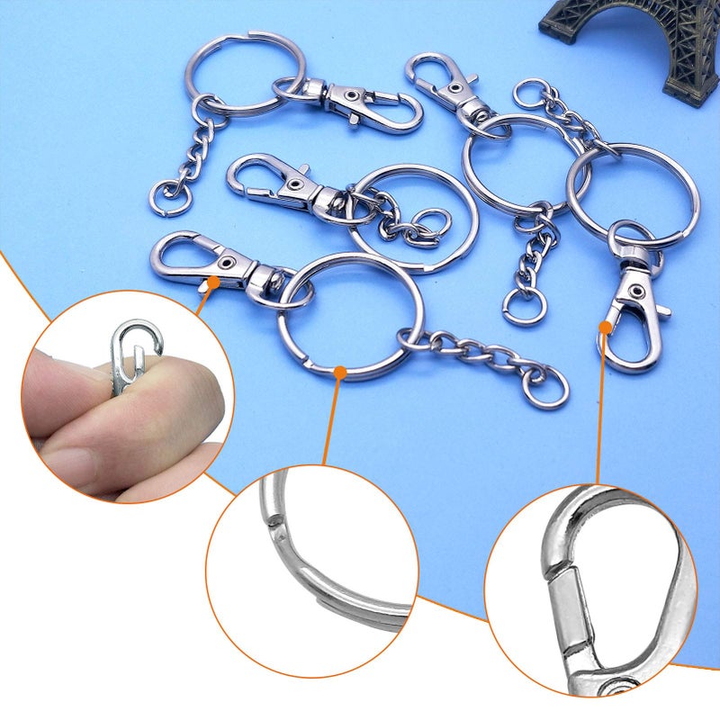 Oubaka 150Pcs Swivel Snap Hook Set,Stainless Steel Split Key Rings with Chain and Jump Rings Bulk for Keychain Lanyard,Crafts Supplies - Image 3