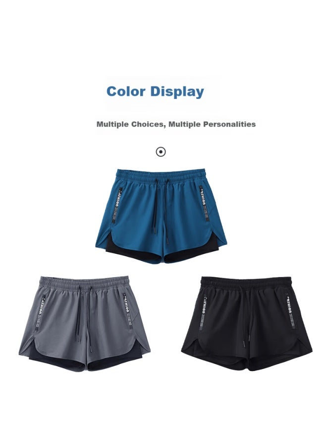 Buruite Men's Sports Shorts Track And Field Marathon Training Summer Ice Silk Quick-dry Lined Running Fitness Shorts - Image 3