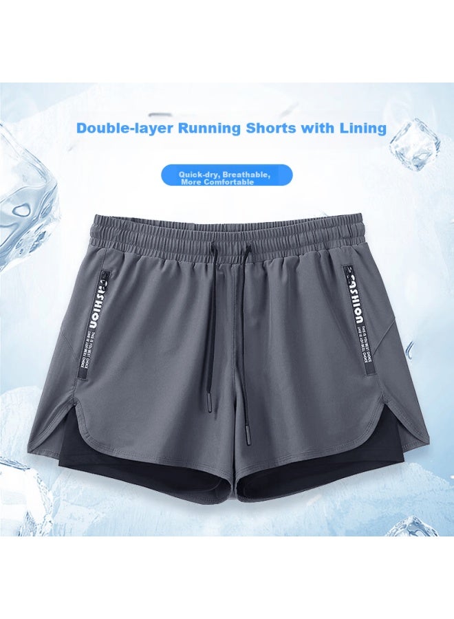 Buruite Men's Sports Shorts Track And Field Marathon Training Summer Ice Silk Quick-dry Lined Running Fitness Shorts - Image 1
