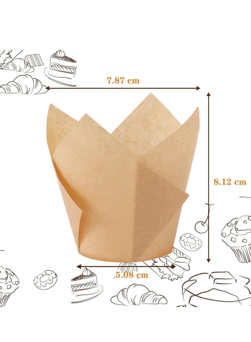TRASSLE 200PCS Tulip Cupcake Liners, Tulip Baking Cups with Greaseproof, Tulip Cupcake Paper, Tulip Muffin Cupcake Paper, Tulip Cupcake Paper Baking Cups for Birthday, Party Wedding - Image 3