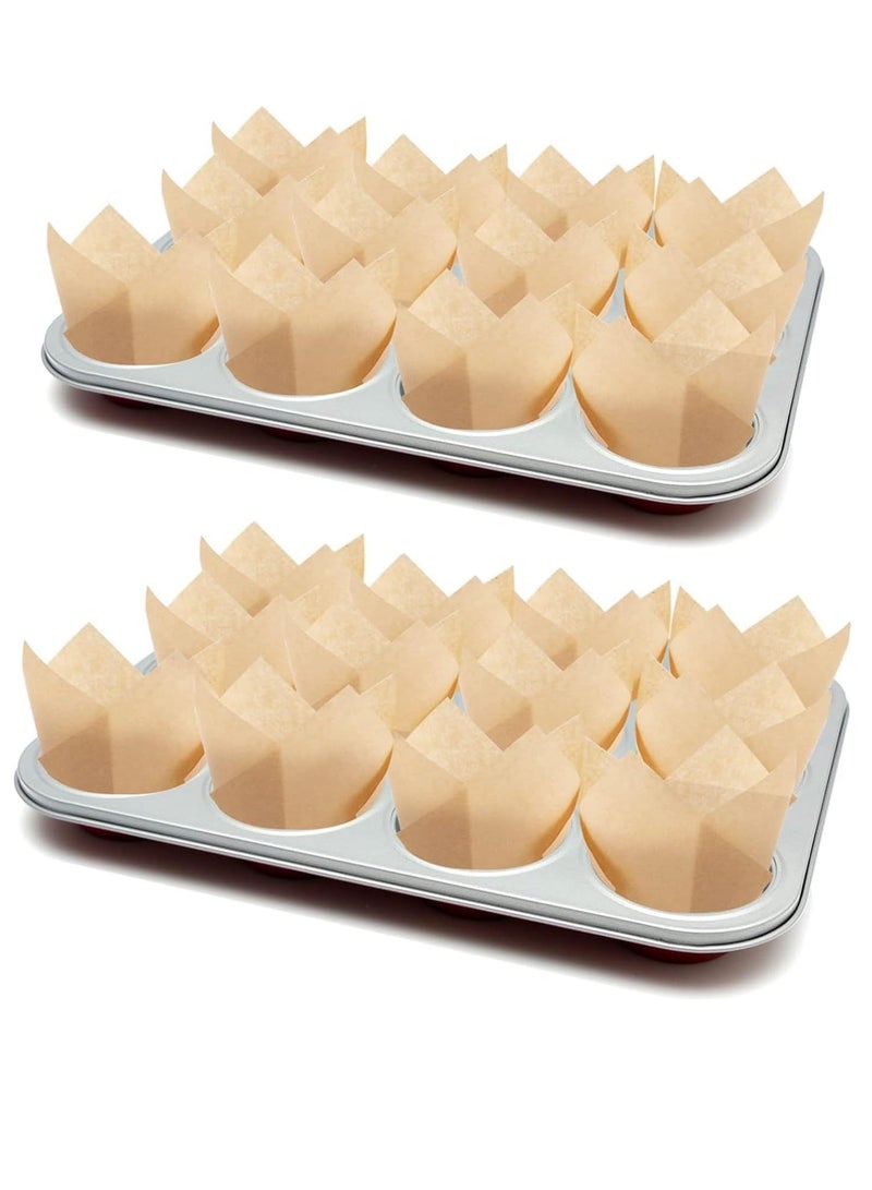 TRASSLE 200PCS Tulip Cupcake Liners, Tulip Baking Cups with Greaseproof, Tulip Cupcake Paper, Tulip Muffin Cupcake Paper, Tulip Cupcake Paper Baking Cups for Birthday, Party Wedding - Image 2