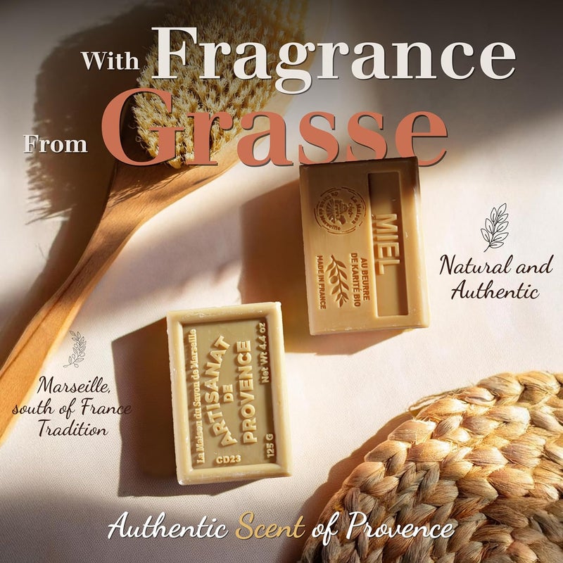La Maison du Savon de Marseille Hand Body Soap Bars Trio Exfoliating Lavender Moisturizing French Soap with Organic Shea Butter Rich Creamy Lather 97 Natural Ingredients Solid Bath Cleanser Made in Provence 3x44 oz - Image 5