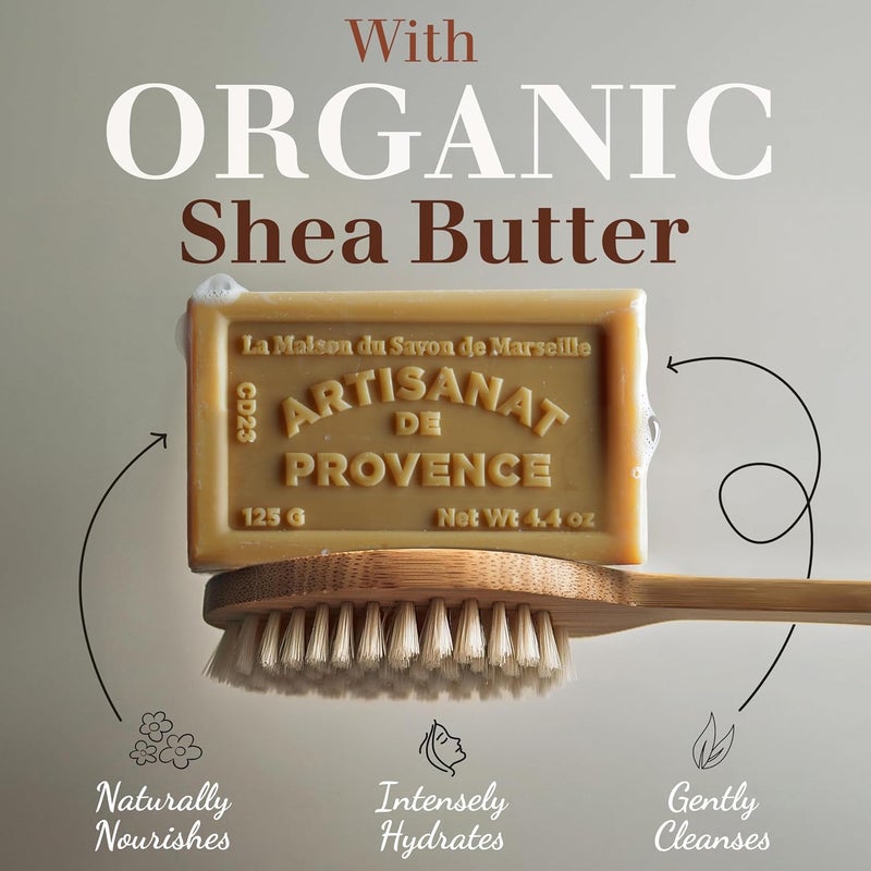 La Maison du Savon de Marseille Hand Body Soap Bars Trio Exfoliating Lavender Moisturizing French Soap with Organic Shea Butter Rich Creamy Lather 97 Natural Ingredients Solid Bath Cleanser Made in Provence 3x44 oz - Image 2