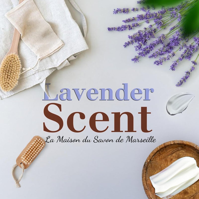 La Maison du Savon de Marseille Hand Body Soap Bars Trio Exfoliating Lavender Moisturizing French Soap with Organic Shea Butter Rich Creamy Lather 97 Natural Ingredients Solid Bath Cleanser Made in Provence 3x44 oz - Image 4