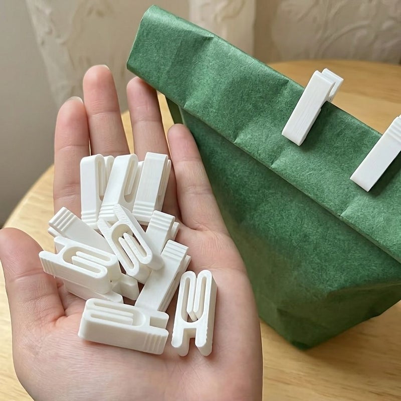 14 White Snack Bag Sealing Clips 14 Pcs Food Packaging Sealing Clips Lightweight Durable Kitchen Essentials - Image 2