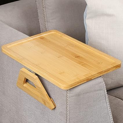Olpad OlpadSofa Arm Clip Table for Wide Couches, Couch Arm Tray Table, Portable Table, TV Table and Side Tables for Small Spaces, Stable Sofa Arm Table for Eating and Drink Table (Wooden Sofa Table Tray)  - Image 1