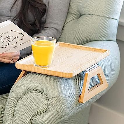 Olpad OlpadSofa Arm Clip Table for Wide Couches, Couch Arm Tray Table, Portable Table, TV Table and Side Tables for Small Spaces, Stable Sofa Arm Table for Eating and Drink Table (Wooden Sofa Table Tray)  - Image 5