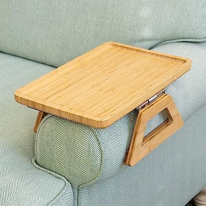 Olpad OlpadSofa Arm Clip Table for Wide Couches, Couch Arm Tray Table, Portable Table, TV Table and Side Tables for Small Spaces, Stable Sofa Arm Table for Eating and Drink Table (Wooden Sofa Table Tray)  - Image 3