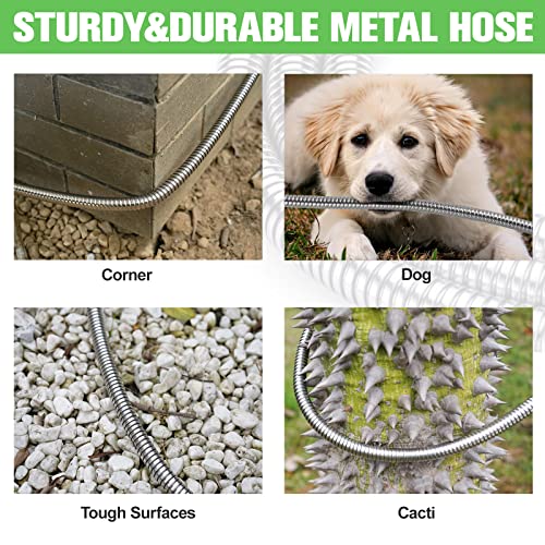 TVKB Garden Hose 100ft Stainless Steel Water Hose Super Tough Flexible Water Pipe with Brass Fittings and Sprayer Nozzle, No Kink, Rust Proof - Image 2