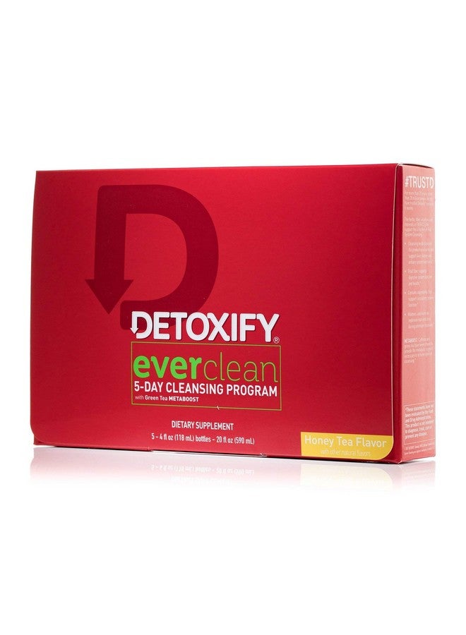 Detoxify - Ever Clean Cleansing Program - Honey Tea - 5 x 4 oz Bottles - 5-Day Solution - Green Tea, Vitamins & Minerals - Plus Sticker and Bag - Image 1