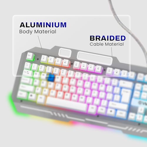 EVM EnClaw Gaming Keyboard & Optical Mouse Combo | RGB Backlit Keyboard, 19 Anti-Ghosting |7200 DPI Mouse, 6 Buttons |Braided Cable, USB | High Performance |1 Year Warranty (EVM-WDKM-612-S) Sliver - Image 4