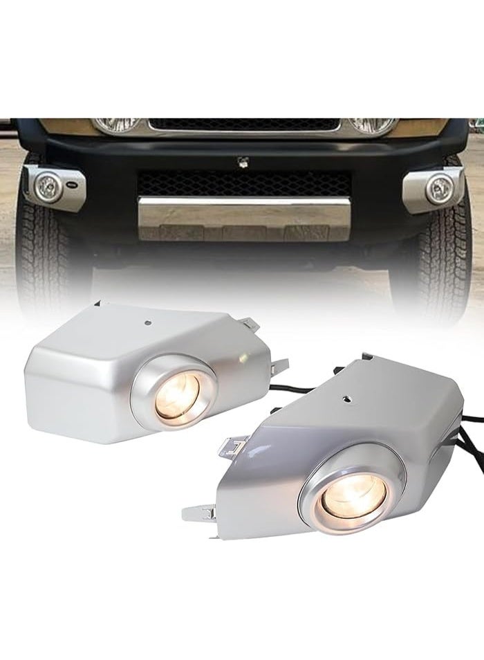 For 2007-2014 Fj Cruiser Fog Lights Pair Front Bumper Left & Right Side, Halogen Daytime Running Lamp with Pad & Cover (Silver) - Image 1
