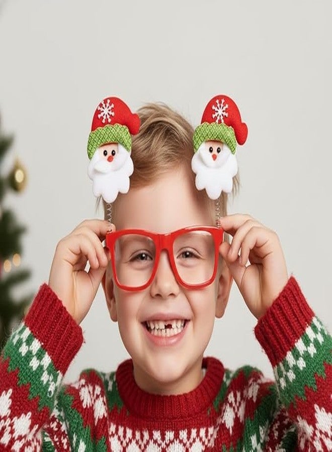 XANTHIC Set of 4 Christmas Headband, Goggles and Santa Cap, Party Accessories for Christmas Xmas Glove Head Hoop Funny Props for Children or Adult and Girls (Combo-1) - Image 3