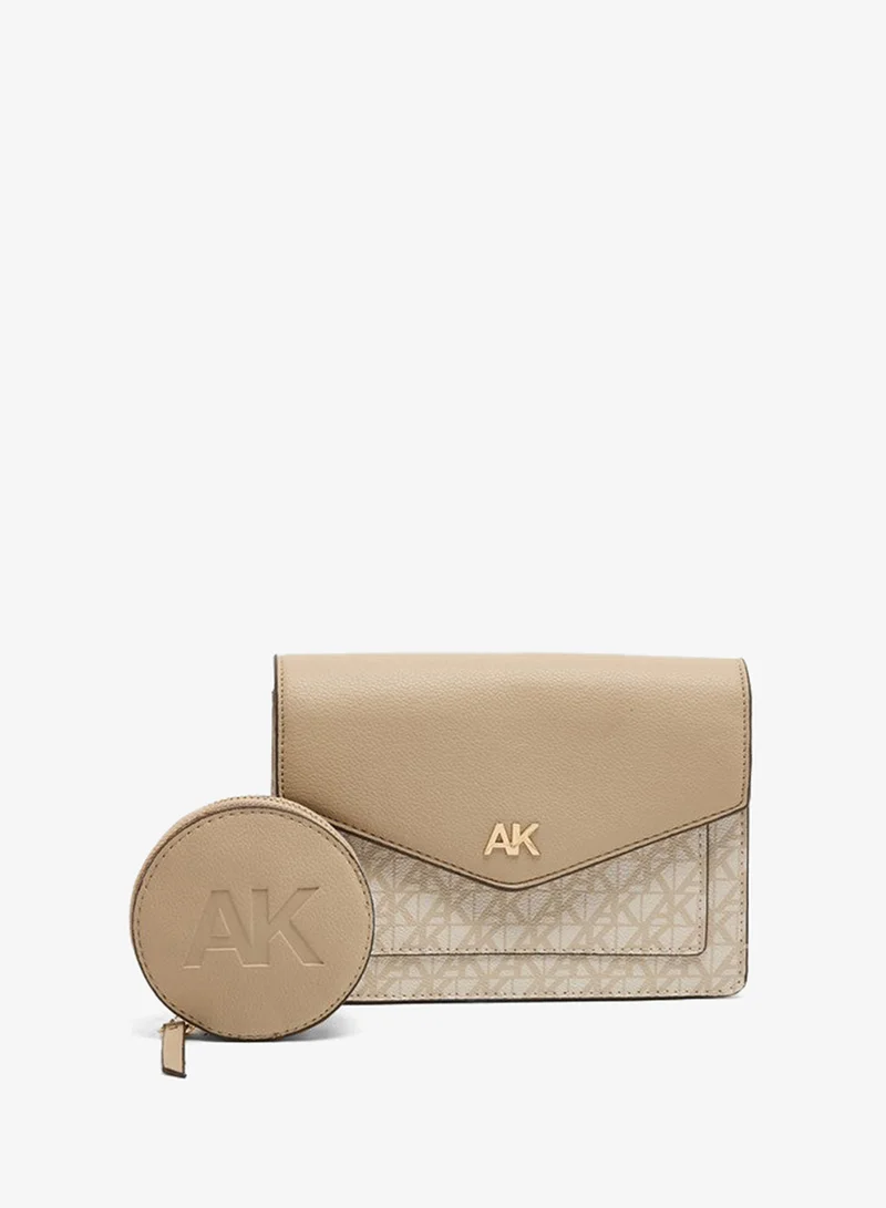 Anne Klein Monogram Patterned Flap Crossbody Bag