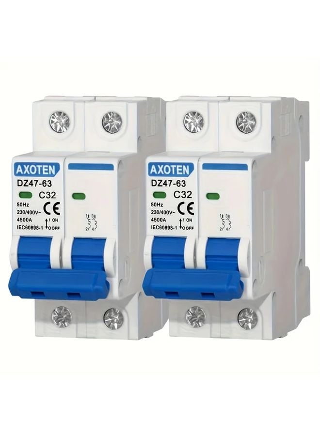 2P 32A Miniature Circuit Breaker AC Air Switch DZ47 63 2 Pack - Image 1