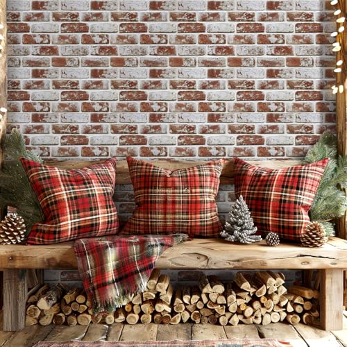 Commomy 10 Pcs 3D Brick Peel and Stick - 11.8'' x 11.8'' Small Size Ultralight PVC Red Faux Brick Wallpaper Textured Wall Paneling for Backsplash,Kitchen,Living Room,Bedroom,RV, Interior Wall Tiles - Image 2