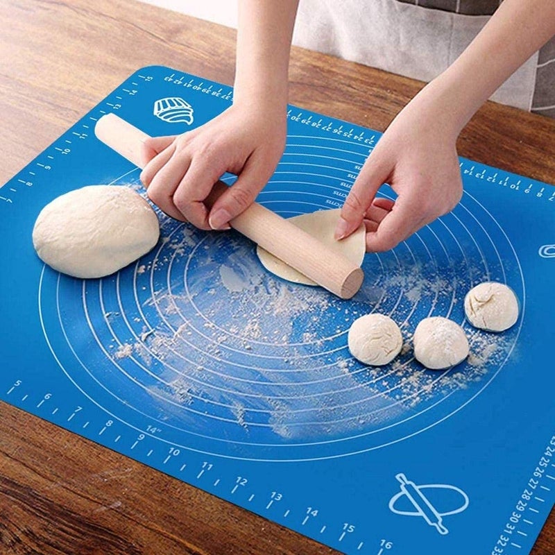 EPISKEY Fondant Rolling Mat Silicone Baking Mat Sheet Chapati Mat Atta Kneading Mat Stretchable for Kitchen Roti Chapati Cake 50x40cm Multicolour - Image 1