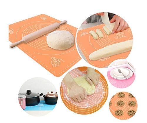 EPISKEY Fondant Rolling Mat Silicone Baking Mat Sheet Chapati Mat Atta Kneading Mat Stretchable for Kitchen Roti Chapati Cake 50x40cm Multicolour - Image 3