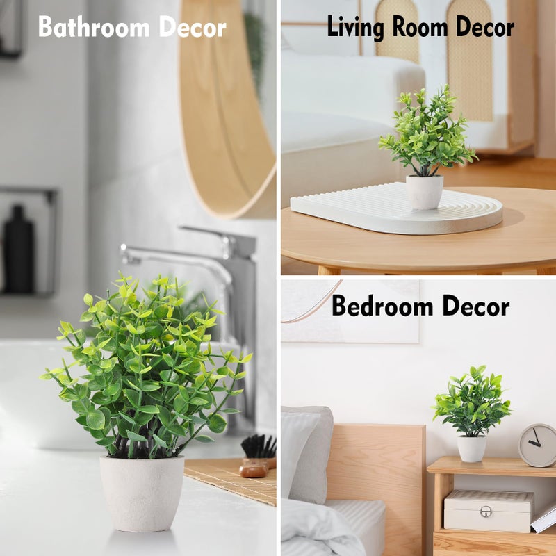 FAVOWREATH 4 Pack Fake Plants Ceramic Mini Artificial Greenery Potted Plants for Home Decor Office Decor Room Decor Farmhouse Decor Indoor Table Bathroom Decor - Image 4