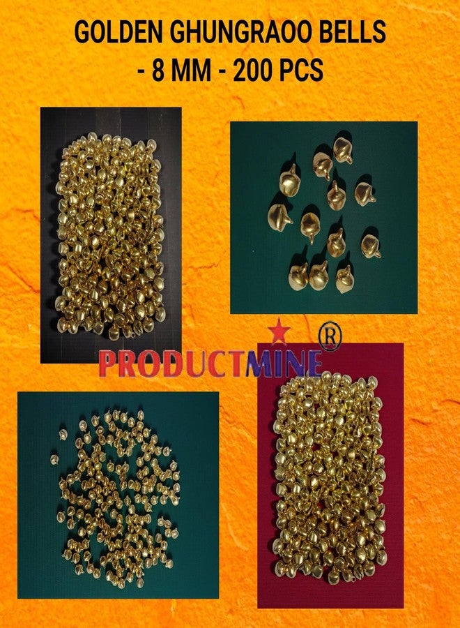 PRODUCTMINE أجراس غونغرو ذهبية من PRODUCTMINE® للفنون والحرف اليدوية، والرقص، والزينة، والتعليق، وصنع المجوهرات، وخرز الجرس لمشاريع DIY (8 مم، 200 قطعة) - Image 5
