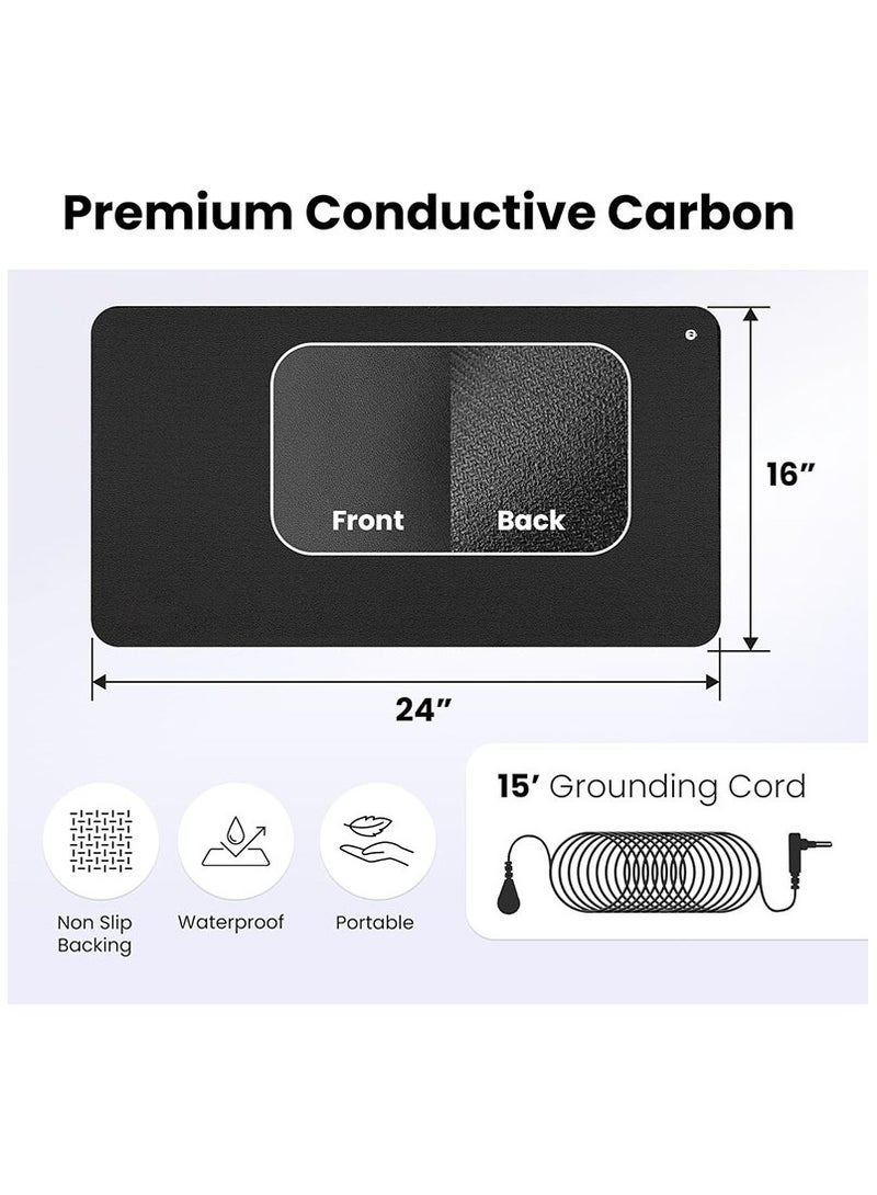 DANIM Grounding Mat Universal Grounding Pad  for Sleep Energy Pain Relief Inflammation Balance Wellness Earth Connected Therapy Indoor Grounding at Home Office Work 15 Foot Cord Included Conductive Carbon - Image 3