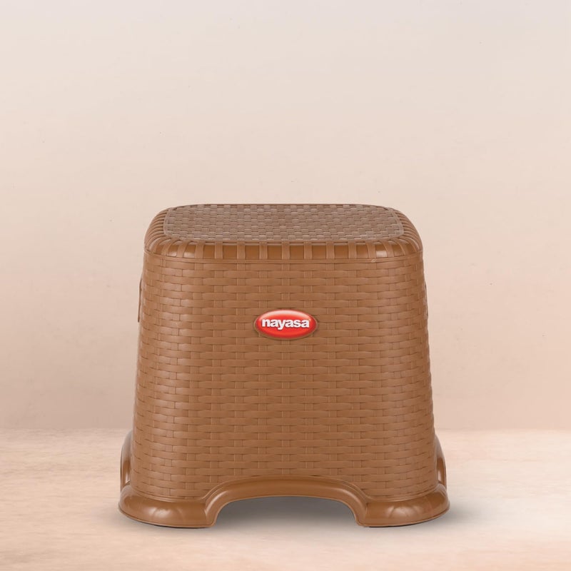 NAYASA Nayasa Plastic Cane Patla Small | Durable Stool for Home | Light Weight Stool | Multipurpose Stool | Stool for Kitchen and Bathroom | Chocolate  - Image 2