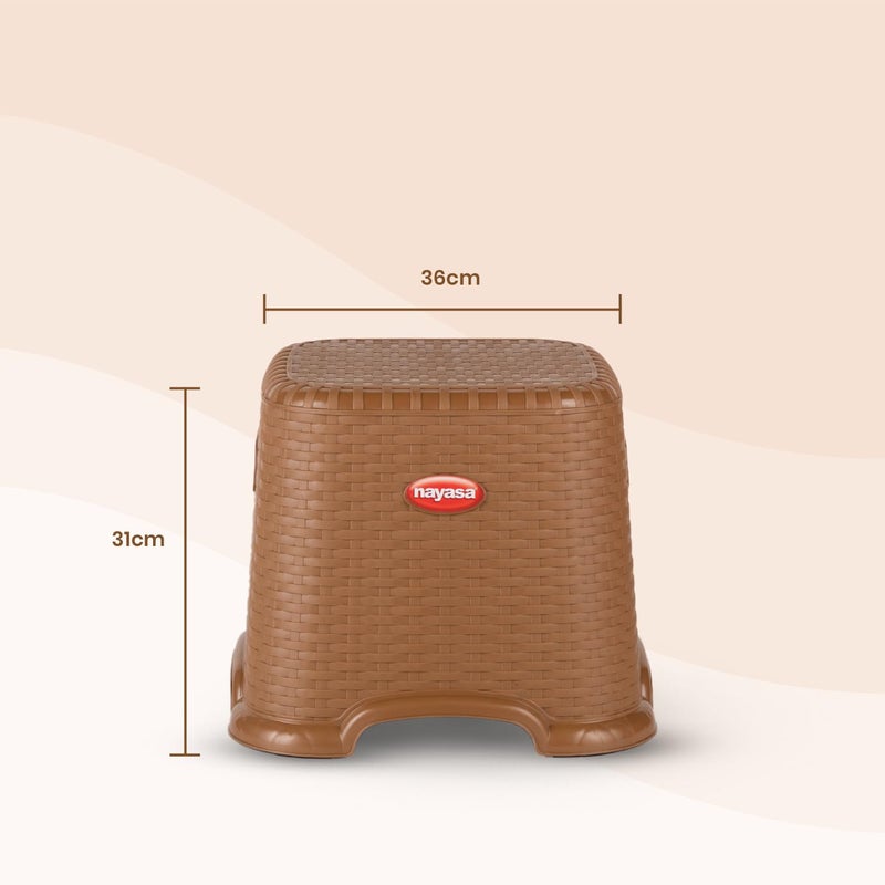 NAYASA Nayasa Plastic Cane Patla Small | Durable Stool for Home | Light Weight Stool | Multipurpose Stool | Stool for Kitchen and Bathroom | Chocolate  - Image 3