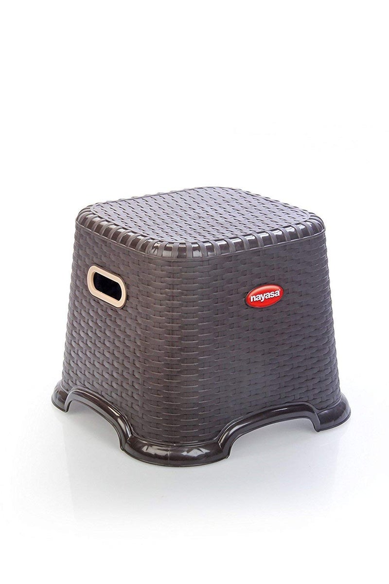 NAYASA Nayasa Plastic Cane Patla Small | Durable Stool for Home | Light Weight Stool | Multipurpose Stool | Stool for Kitchen and Bathroom | Chocolate  - Image 1