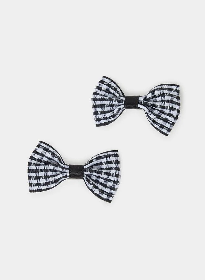 ستايلي Styli Black Checked Bow Hair Clip