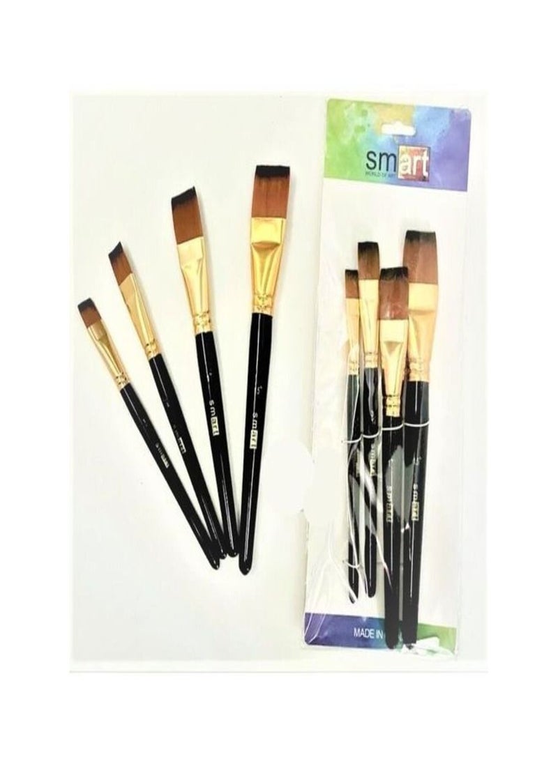 Smart Smart' 4 Piece Oil Paint Acrylic Gouache Watercolor Paint Brushes Set 