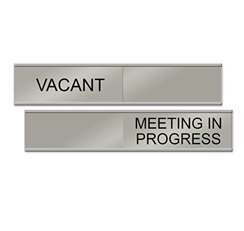 NapTags Vacant/Meeting In Progress Slider Sign, 10" x 2" (Silver) - Image 1