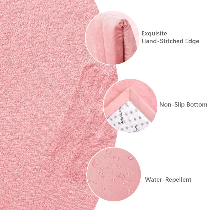 Huloo Sleep Baby Play Mat for Floor,1.3" Thick Elasti-Foam 74Ã—50 Playpen Mat for Toddlers Infant kids,Water-Repellent Soft Coral Velvet for Tummy Time, Non-Slip Backing for Crawling,Tatami Style(Pink) - Image 2
