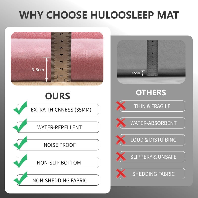 Huloo Sleep Baby Play Mat for Floor,1.3" Thick Elasti-Foam 74Ã—50 Playpen Mat for Toddlers Infant kids,Water-Repellent Soft Coral Velvet for Tummy Time, Non-Slip Backing for Crawling,Tatami Style(Pink) - Image 4