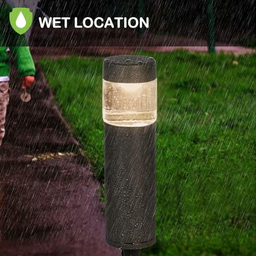 hykolity Low Voltage Landscape Lights, 3W 120LM 12V-15V LED Round Bollard Light, Wired Outdoor Walkway Light Path Lights for Yard Lawn, Aluminum Construction, 30 Watt Equivalent, 6 Pack - Image 5